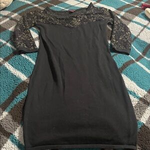 Material Girl Black Lace Top with Pink Logo